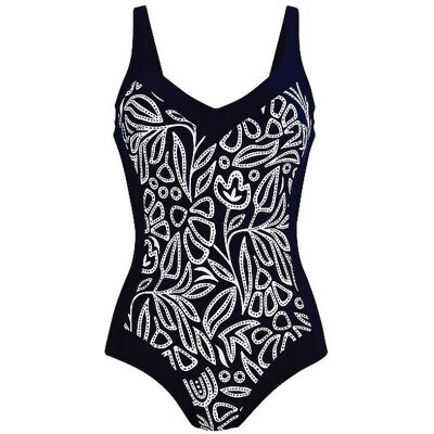 ANITA Damen Badeanzug Flower Dots Sidonia dunkelblau 48C W ANITA Damen Badeanzug Flower Dots Sidonia dunkelblau 48C W