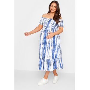 Bump It Up Maternity Curve Blue Tie Dye Gerafftes Kleid 58-60