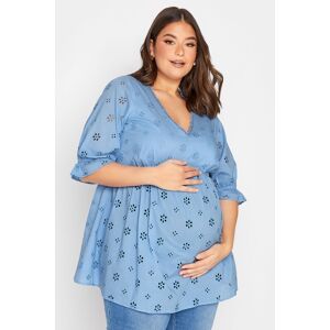 Bump It Up Maternity – Bluse Mit Lochstickerei In Blau 58-60