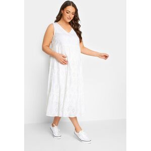 Bump It Up Maternity – Gestuftes Midikleid In Weiß Mit Lochstickerei 58-60