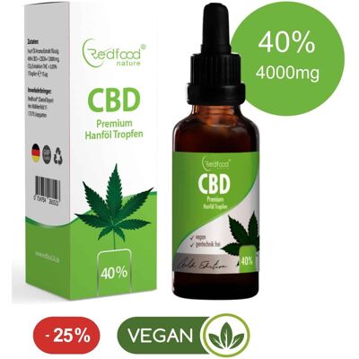Redfood CBD ÖL 40% Vollspektrum Hanf Öl 10ml Redfood CBD ÖL 40% Vollspektrum Hanf Öl 10ml