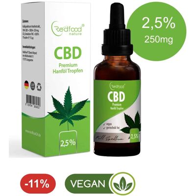 Redfood24 CBD Öl 2,5% Vollspektrum Hanf Öl 10ml Redfood24 CBD Öl 2,5% Vollspektrum Hanf Öl 10ml