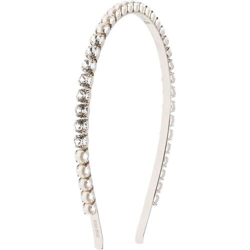 Miu Miu Haarreifen mit Perlen und Kristallen - Metallisch Female regular