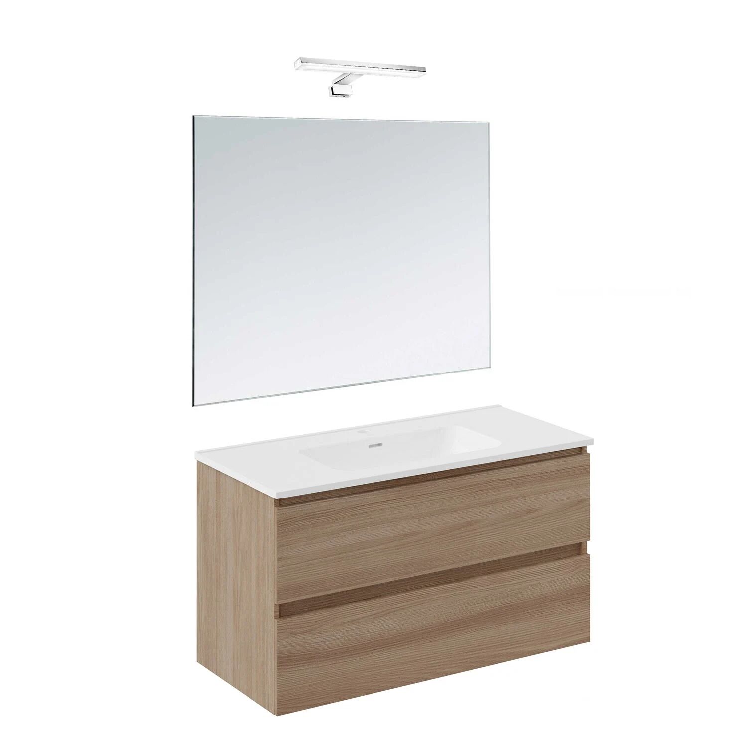COSMIC B-Best Badmöbel Set 100 cm mit Spiegel und Wandleuchte