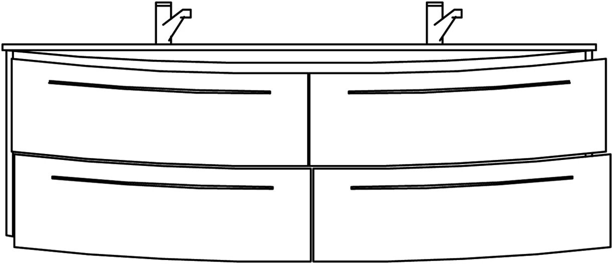 Pelipal Cassca Waschtischkombination mit Glas Doppelwaschtisch 153 cm, mit 4 Auszügen, Griff C1
