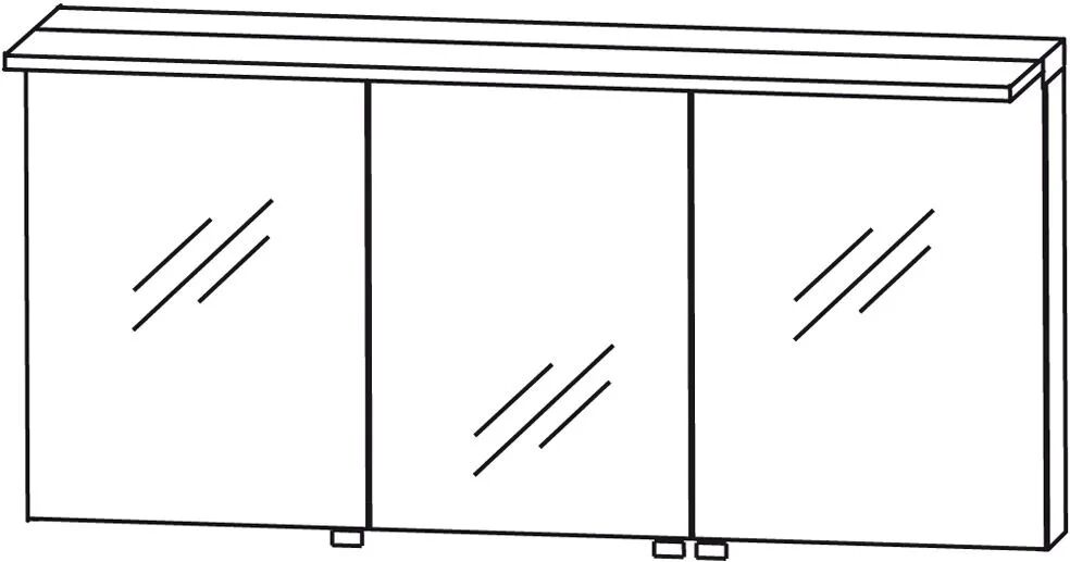 Puris Star Line Spiegelschrank C 160 x 15 x 66 cm mit LED Flächenleuchte und Emotion-Beleuchtung