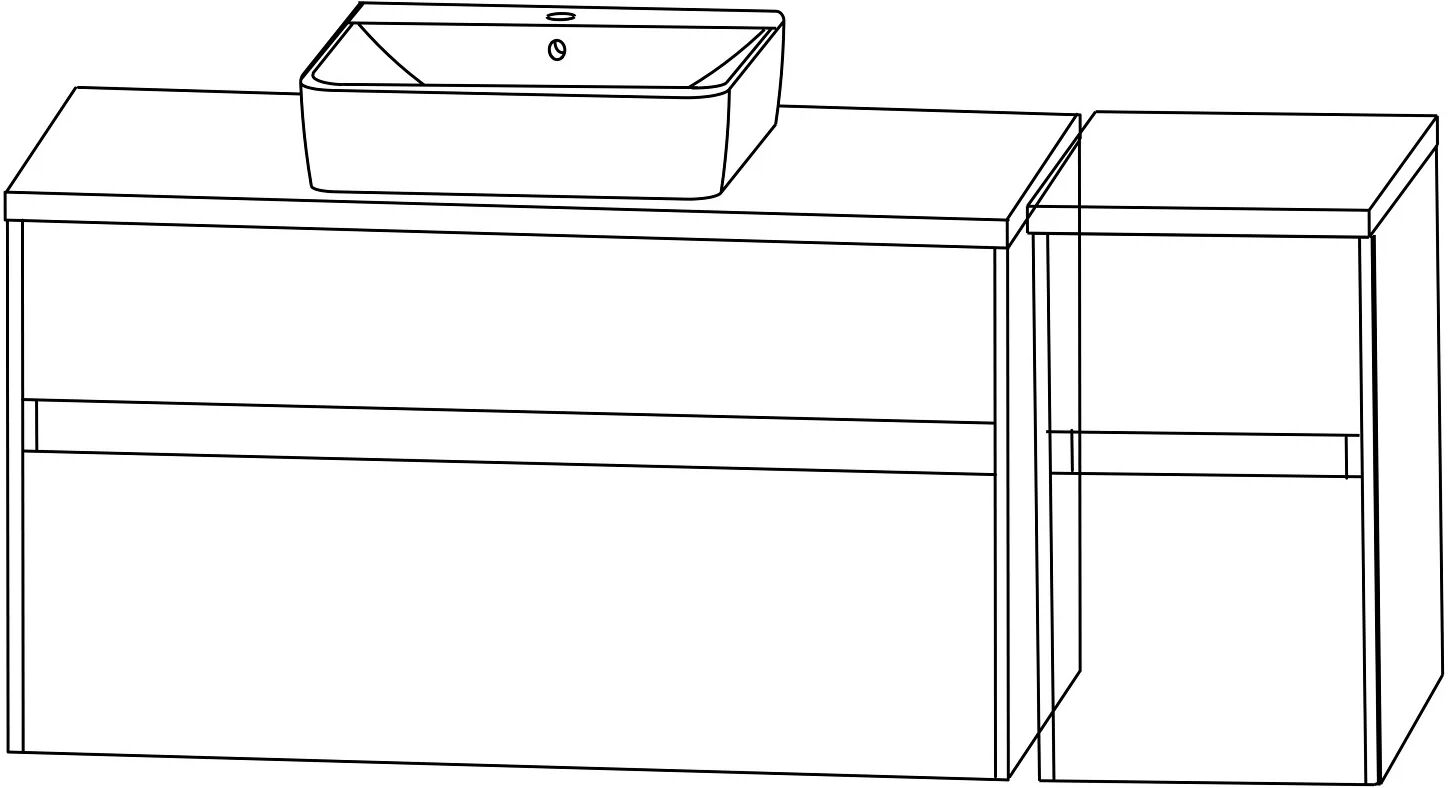 Puris Unique Waschtischunterschrank 102 x 49,2 cm grifflos, mit LED Beleuchtung,Unterschrank rechts