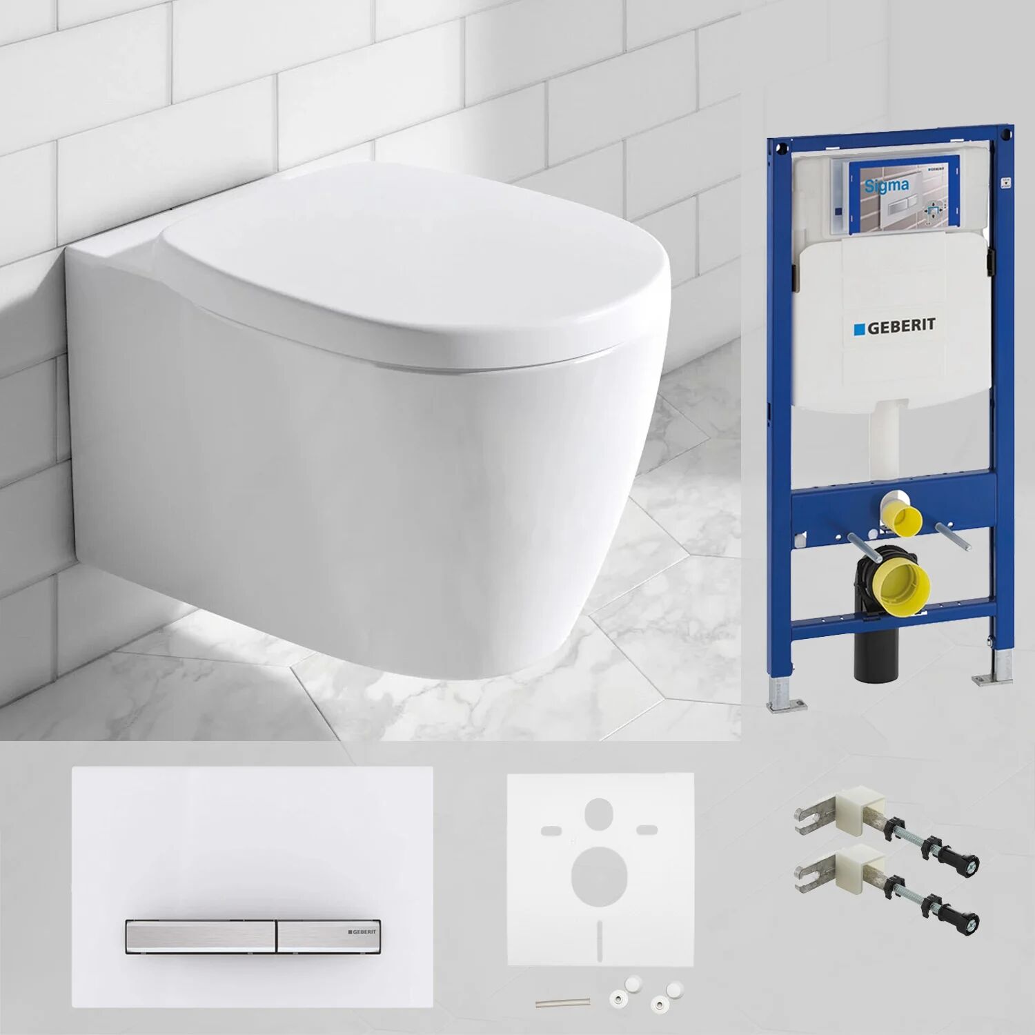 Geberit DuoFix Element für Wand-WC mit Ideal Standard Connect WC-Paket mit AquaBlade