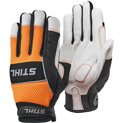 STIHL Schutzhandschuhe ADVANCE Ergo MS Gr. M, orange, Rindervollleder, Textilrücken, Reflexstreifen, Dämpfung, Klettverschluss, für Motorsägen STIHL Schutzhandschuhe ADVANCE Ergo MS Gr. M, orange, Rindervollleder, Textilrücken, Reflexstreifen, Dämpfung, Klettverschluss, für Motorsägen