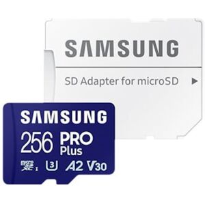 Samsung PRO Plus 256 GB microSDXC-Speicherkarte (180 MB/s, Class U3, V30, A2)