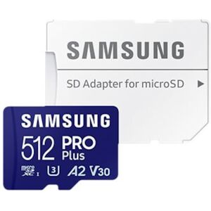 Samsung PRO Plus 512 GB microSDXC-Speicherkarte (180 MB/s, Class U3, V30, A2)