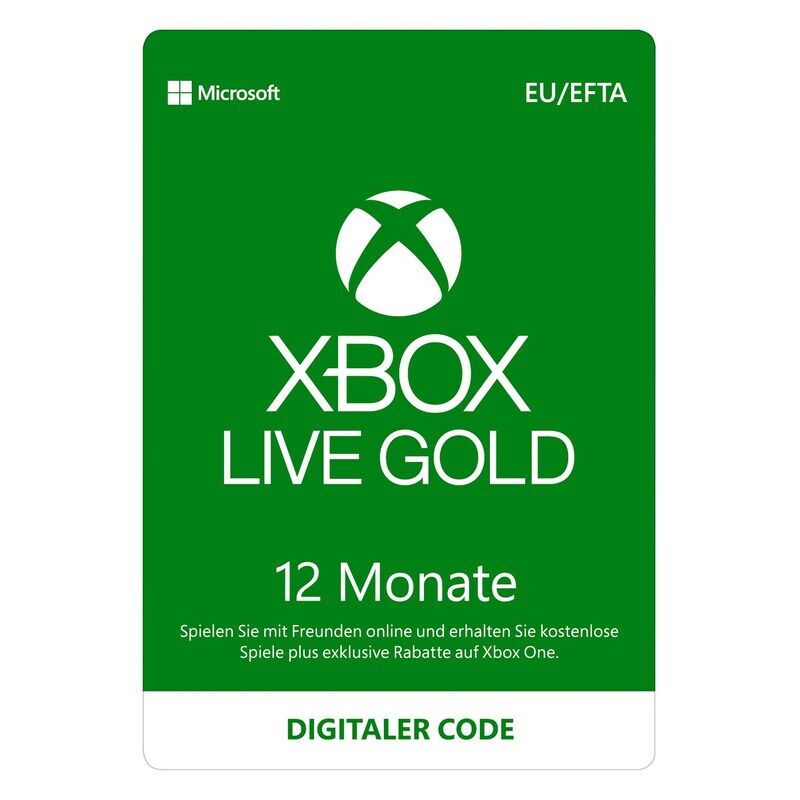 Microsoft Xbox Live Gold 12 Monate Mitgliedschaft