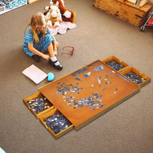 COSTWAY Gamingtisch »Puzzle Board, Puzzletisch«, mit 4 Schubladen und ebener Arbeitsoberfläche, 80x65cm für Puzzles mit 1000-1500 Teilen