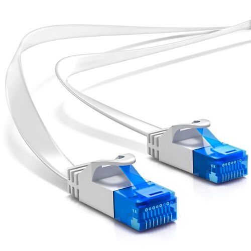 deleyCON »10m CAT6 flaches Patchkabel Flachkabel Netzwerkkabel LAN Kabel Weiß« LAN-Kabel