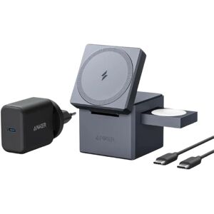 Anker 3-in-1 Ladewürfel mit MagSafe Black