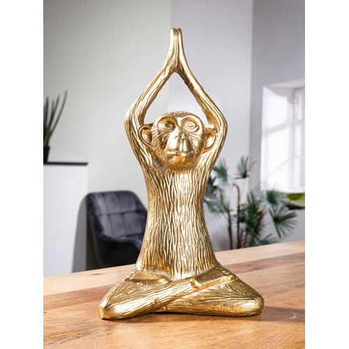 Tierfigur GILDE "Skulptur Monkey" Dekofiguren Gr. B/H/T: 16 cm x 28,5 cm x 9 cm, goldfarben Tierfiguren