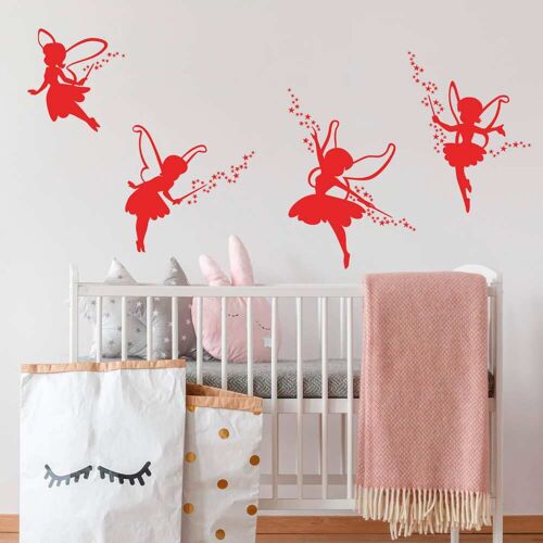 Wall-Art Wandtattoo WALL-ART „Feen Set“ Wandtattoos Gr. B/H: 74 cm x 80 cm, Natur, rot Wandtattoos Natur