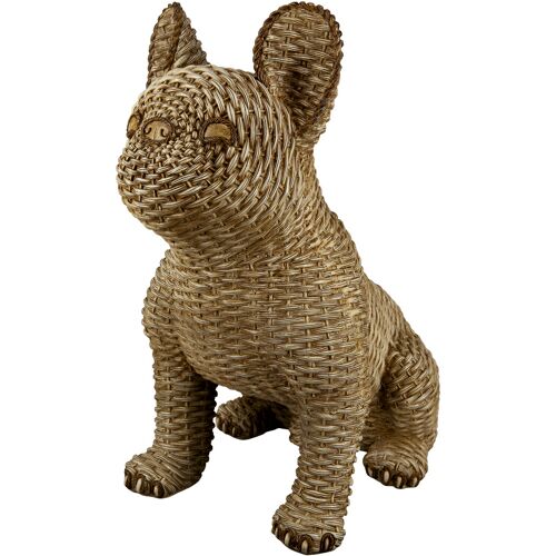 Tierfigur CASABLANCA BY GILDE "Mops in Rattanoptik" Dekofiguren Gr. B/H/T: 29 cm x 33 cm x 18 cm, Tier, braun Tierfiguren