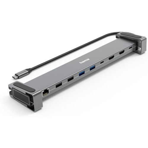 HAMA Laptop-Dockingstation "USB Hub 9in1 (USB-Dockingstation 4K mit: USB-A, USB-C, HDMI™, LAN)" Dockingstationen grau (anthrazit) Zubehör für Notebooks