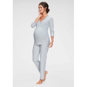 Umstandspyjama LASCANA Gr. 32/34, grau (grau, weiß, gepunktet) Damen Homewear-Sets Umstandswäsche