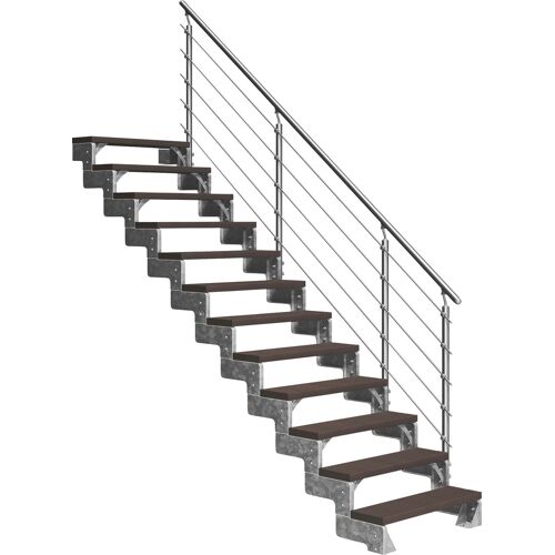 DOLLE Außentreppe „Gardentop“ Treppen 14 TRIMAX-Stufen dunkelbraun, inkl. einseitigem AluMetallES Gr. gerade, braun (dunkelbraun) Treppen