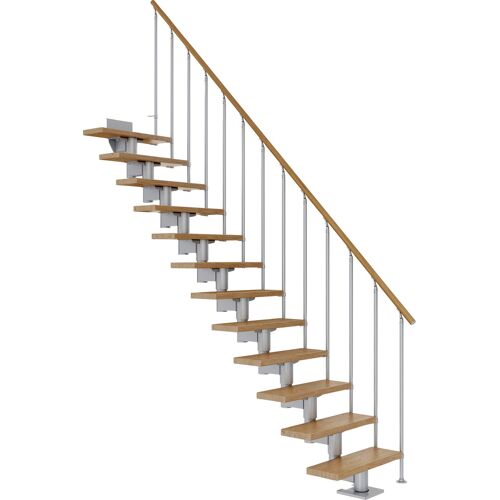 DOLLE Mittelholmtreppe „Cork“ Treppen EicheMetall Gr. gerade, grau (perlgrau) Treppen