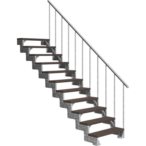 DOLLE Außentreppe „Gardentop“ Treppen 11 TRIMAX-Stufen dunkelbraun, inkl. einseitigem Alu-Geländer Gr. gerade, braun (dunkelbraun) Treppen