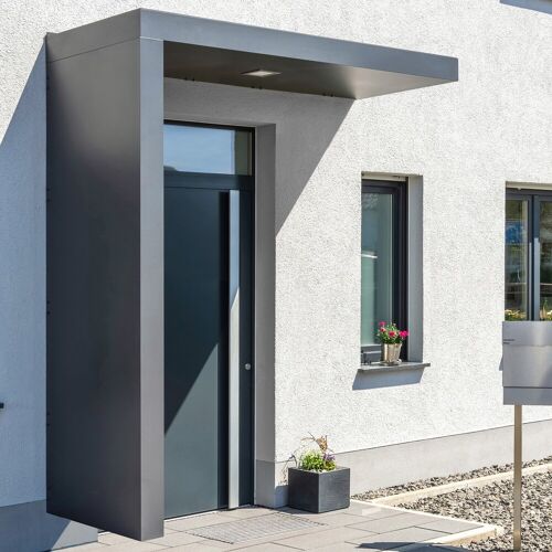 GUTTA Rechteckvordach „BS Plus“ Vordächer mit Seitenteil links, BxTxH: 200x90x234,5 cm Gr. B/H/T: 200 cm x 234,5 cm x 90 cm, Aluminium, grau (anthrazit) Haustür-Vordächer