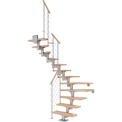 DOLLE Mittelholmtreppe „Cork“ Treppen BucheMetall Gr. 1/2 gewendelt, grau (perlgrau) Treppen