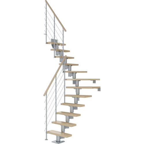 DOLLE Mittelholmtreppe „Dublin“ Treppen AhornMetall Gr. 1/4 gewendelt, grau (perlgrau) Treppen