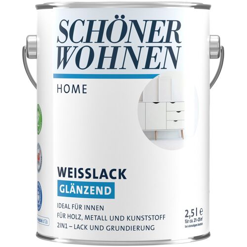 SCHÖNER WOHNEN-KOLLEKTION Weißlack "Home Weißlack" Farben 2,5 Liter, weiß, glänzend, ideal für innen Gr. 2,5 l, weiß Weißlacke Farben