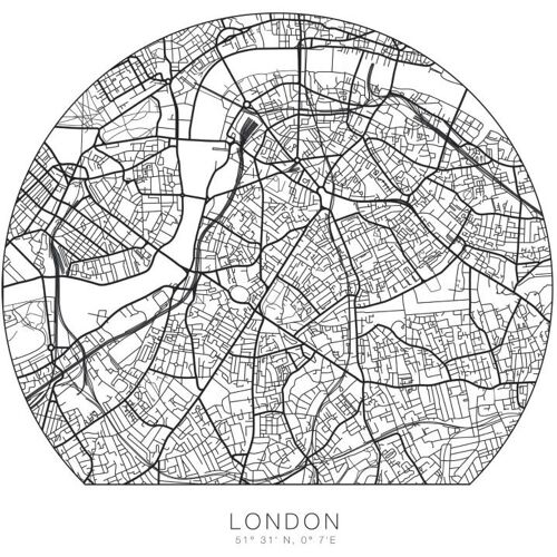 Wall-Art Wandtattoo WALL-ART „London Stadtplan selbstklebend“ Wandtattoos Gr. B/H/T: 70 cm x 70 cm x 0,1 cm, schwarz Wandtattoos Wandsticker