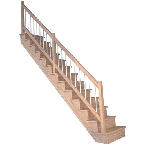 STARWOOD Systemtreppe „Massivholz Lindos, Holz-Edelstahl“ Treppen Durchgehende Wangenteile Gr. gerade, beige (natur) Treppen