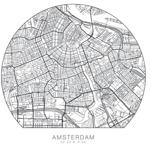 Wall-Art Wandtattoo WALL-ART „Stadtplan Amsterdam Tapete“ Wandtattoos Gr. B/H/T: 70 cm x 70 cm x 0,1 cm, schwarz Wandtattoos Wandsticker