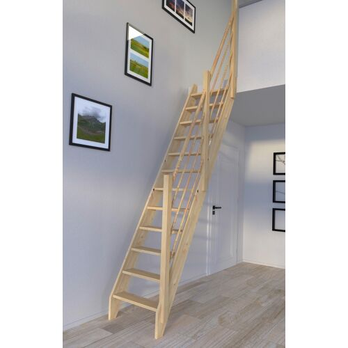 STARWOOD Raumspartreppe „Fichte 2000/3000, Holz-Holz Design Geländer Rechts“ Treppen Durchgehende Wangenteile beige (natur) Treppen
