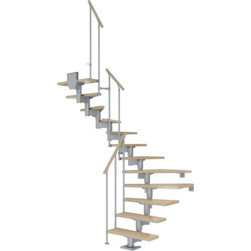 DOLLE Mittelholmtreppe „Cork“ Treppen AhornMetall Gr. 1/2 gewendelt, grau (perlgrau) Treppen