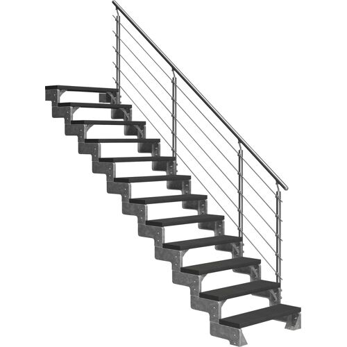 DOLLE Außentreppe „Gardentop“ Treppen 14 TRIMAX-Stufen anthrazit, inkl. einseitigem AluMetallES Gr. gerade, grau (anthrazit) Treppen