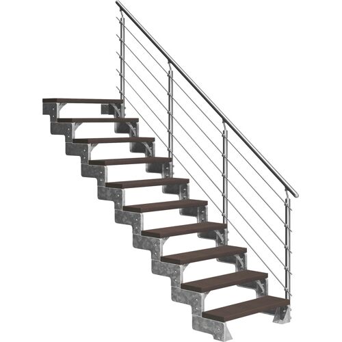 DOLLE Außentreppe „Gardentop“ Treppen 10 TRIMAX-Stufen dunkelbraun, inkl. einseitigem AluMetallES Gr. gerade, braun (dunkelbraun) Treppen