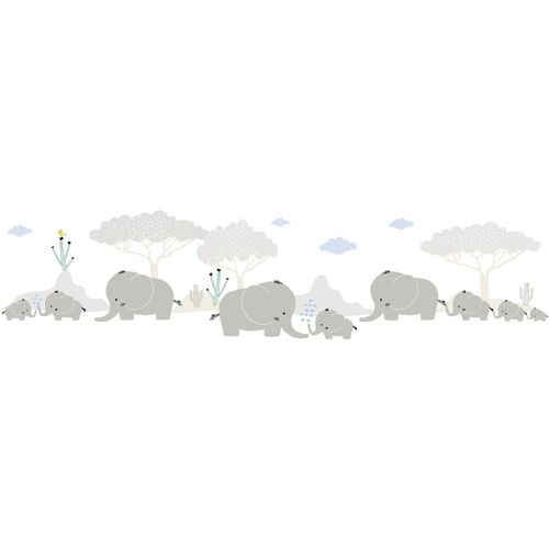 A.S. CRÉATION Bordüre „Elephant Family“ Tapeten Tapete Kinderzimmer Grau Blau Weiß Gr. B/L: 0,16 m x 5 m, Rollen: 1 St., grau (weiß, beige, grau) Kinderzimmer Bordüren