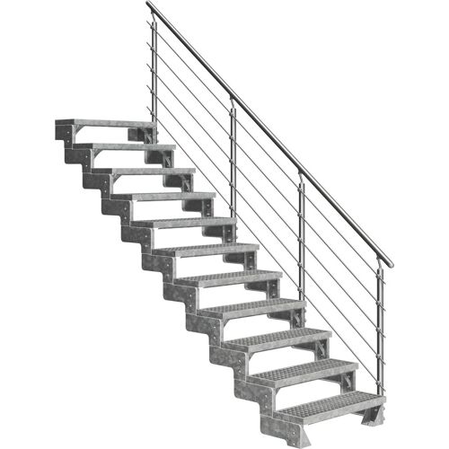 DOLLE Außentreppe „Gardentop“ Treppen 11 Gitterrost-Stufen, inkl. einseitigem AluMetallES Gr. gerade, silberfarben (metall) Treppen