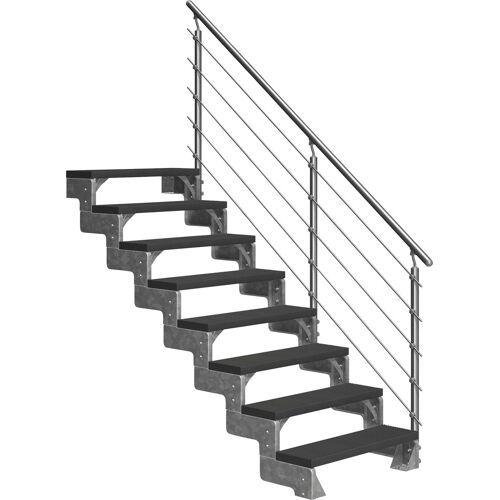 DOLLE Außentreppe „Gardentop“ Treppen 8 TRIMAX-Stufen anthrazit, inkl. einseitigem AluMetallES Gr. gerade, grau (anthrazit) Treppen