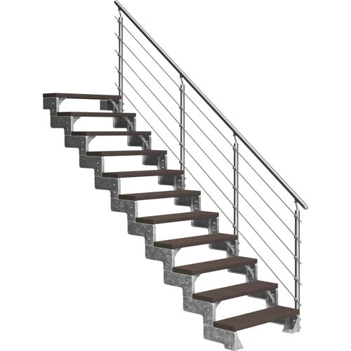 DOLLE Außentreppe „Gardentop“ Treppen 11 TRIMAX-Stufen dunkelbraun, inkl. einseitigem AluMetallES Gr. gerade, braun (dunkelbraun) Treppen