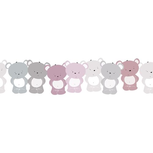 A.S. CRÉATION Bordüre „Cute Bears“ Tapeten Tapete Kinderzimmer Rosa Grau Weiß Gr. B/L: 0,16 m x 5 m, Rollen: 1 St., rosa (weiß, rosa, hellgrau) Kinderzimmer Bordüren
