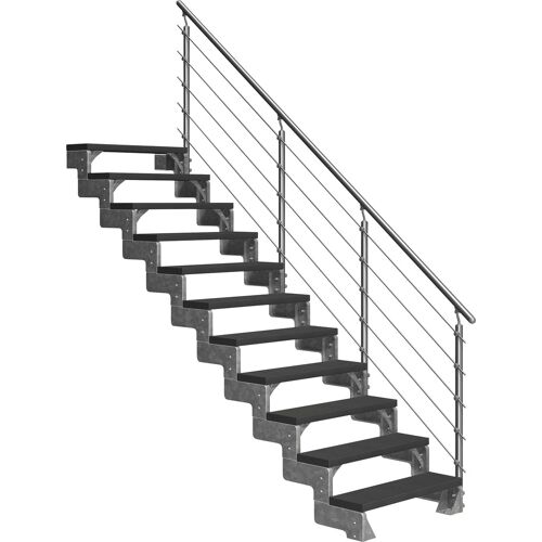 DOLLE Außentreppe „Gardentop“ Treppen 11 TRIMAX-Stufen anthrazit, inkl. einseitigem AluMetallES Gr. gerade, grau (anthrazit) Treppen