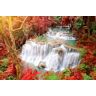 PAPERMOON Fototapete "Huay Mae Kamin Autumn Waterfall" Tapeten Gr. B/L: 2,5 m x 1,86 m, Bahnen: 5 St., bunt (mehrfarbig) Fototapeten