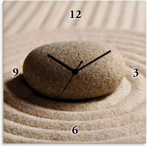 Artland Wanduhr ARTLAND „Mini Zen Garten – Sand“ Wanduhren Gr. B/H/T: 30 cm x 30 cm x 1,7 cm, Quarzuhr, beige (natur) Wanduhren wahlweise mit Quarz- oder Funkuhrwerk, lautlos ohne Tickgeräusche