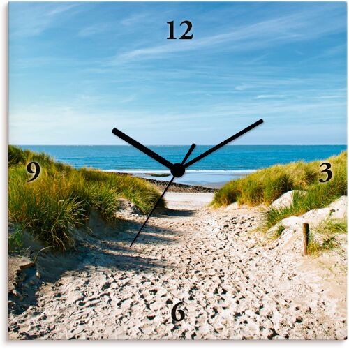 Artland Wanduhr ARTLAND „Strand mit Sanddünen und Weg zur See“ Wanduhren Gr. B/H/T: 30 cm x 30 cm x 1,7 cm, Quarzuhr, beige (natur) Wanduhren wahlweise mit Quarz- oder Funkuhrwerk, lautlos ohne Tickgeräusche