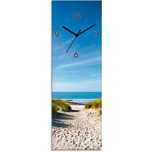 Artland Wanduhr ARTLAND „Strand mit Sanddünen und Weg zur See“ Wanduhren Gr. B/H/T: 20 cm x 60 cm x 1,8 cm, Quarzuhr, beige (natur) Wanduhren wahlweise mit Quarz- oder Funkuhrwerk, lautlos ohne Tickgeräusche