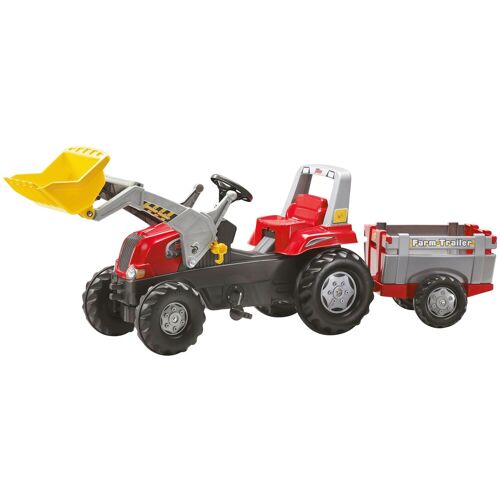 Rolly Toys Tretfahrzeug ROLLY TOYS „Junior RT“ Tretfahrzeuge rot Kinder Kettcar Tretfahrzeug Kindertraktor mit Lader und Anhänger