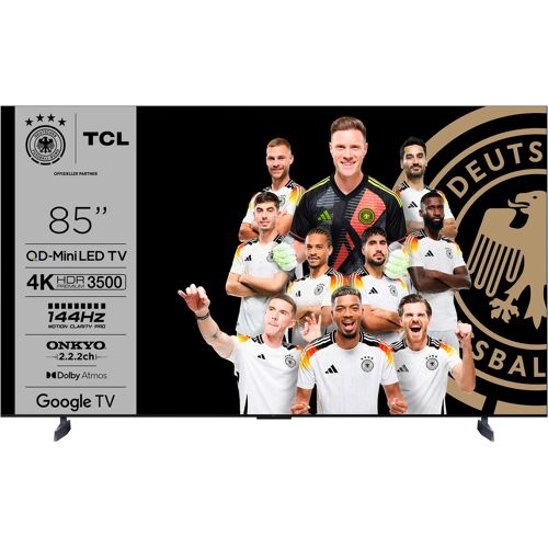 F (A bis G) TCL QLED Mini LED-Fernseher "85Q10BX1" Fernseher schwarz LED Fernseher